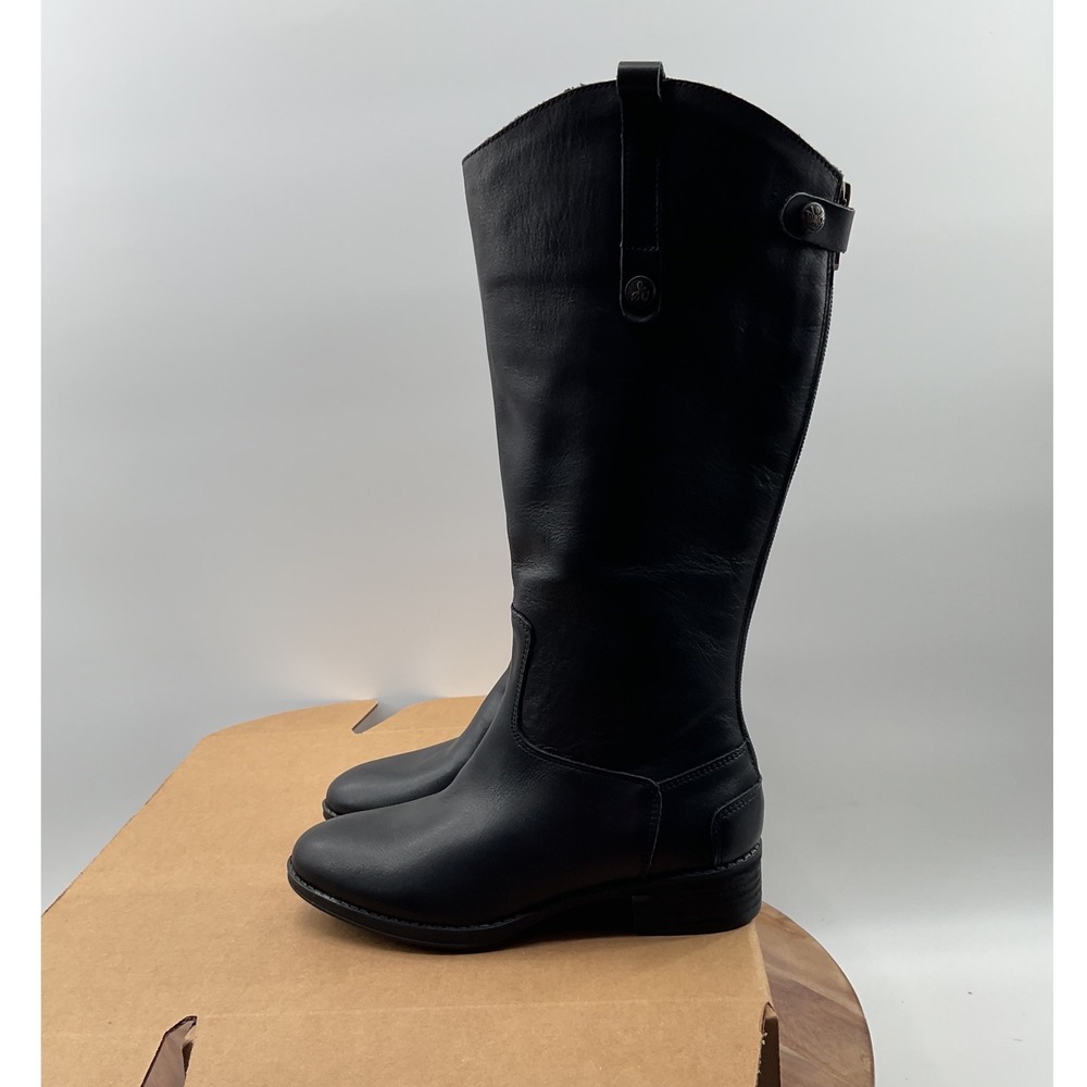 Sam Edelman Penny Mini Kids Black Leather Riding Boots Rear Zip Size 1M EUR 32